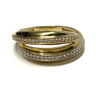 Schmuckring 333/- Gold bicolor Zirkonia Glanz Ring Goldring #55