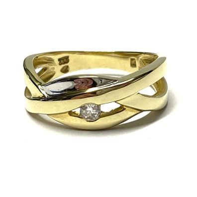 Ring 333/- Gelbgold Zirkonia Schmuckring bicolor Goldring #58