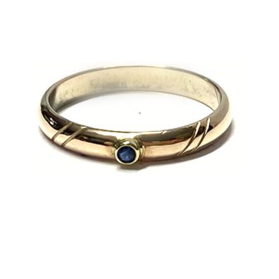 Goldring 333/- Gold Zirkonia blau rund facettiert Schmuckring Ring #59