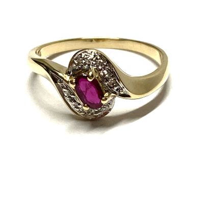 Goldring 585 Rubin Brillanten 0,03ct W/PI schlicht dezent edel #56