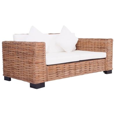 vidaXL 2-Sitzer Gartensofa Natürliches Rattan