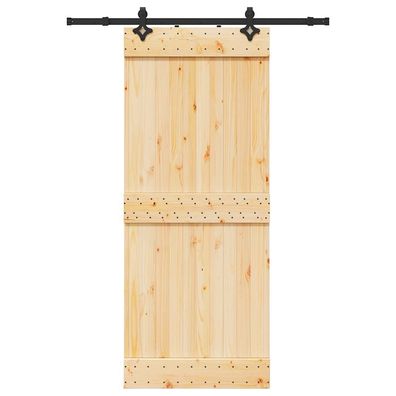 vidaXL Schiebetür mit Beschlag 85x210 cm Massivholz Kiefer