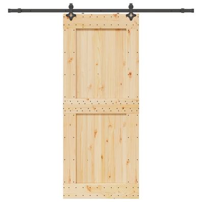 vidaXL Schiebetür mit Beschlag 95x210 cm Massivholz Kiefer