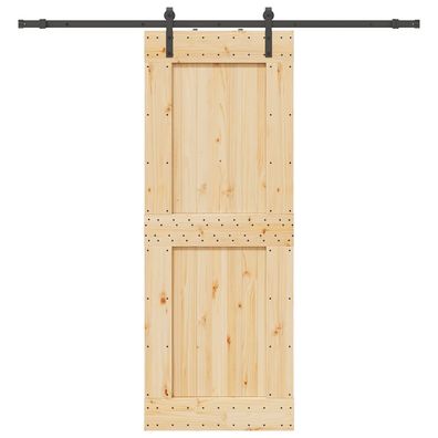 vidaXL Schiebetür mit Beschlag 85x210 cm Massivholz Kiefer