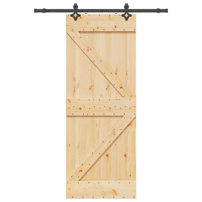 vidaXL Schiebetür mit Beschlag 80x210 cm Massivholz Kiefer