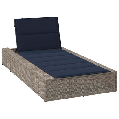 vidaXL Sonnenliege mit schwebender Auflage Grau Poly Rattan