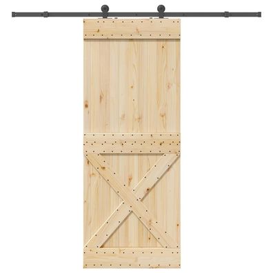vidaXL Schiebetür mit Beschlag 90x210 cm Massivholz Kiefer
