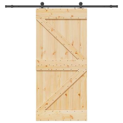 vidaXL Schiebetür mit Beschlag 100x210 cm Massivholz Kiefer