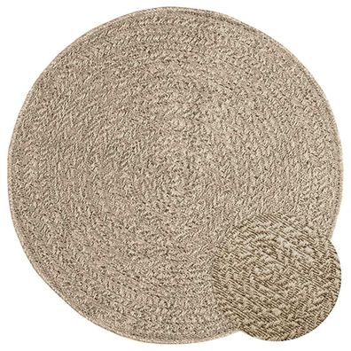 vidaXL Teppich ZIZUR Beige Ø 90 cm Jute-Optik Indoor und Outdoor