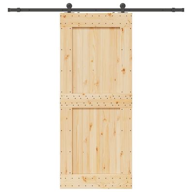 vidaXL Schiebetür mit Beschlag 95x210 cm Massivholz Kiefer