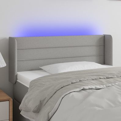 vidaXL LED Kopfteil Hellgrau 93x16x78/88 cm Stoff