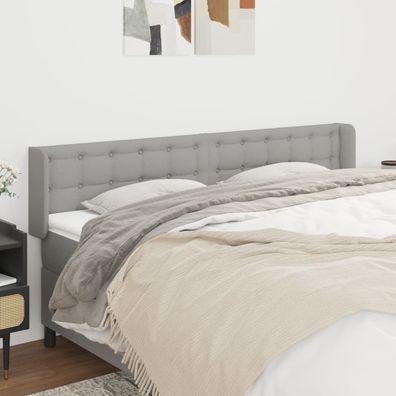 vidaXL Kopfteil mit Ohren Hellgrau 183x16x78/88 cm Stoff