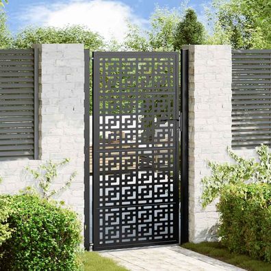 vidaXL Gartentor Schwarz 105x180 cm Stahl Kreuz-Design