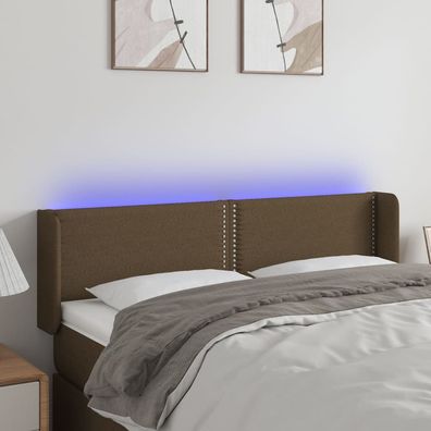vidaXL LED Kopfteil Dunkelbraun 147x16x78/88 cm Stoff