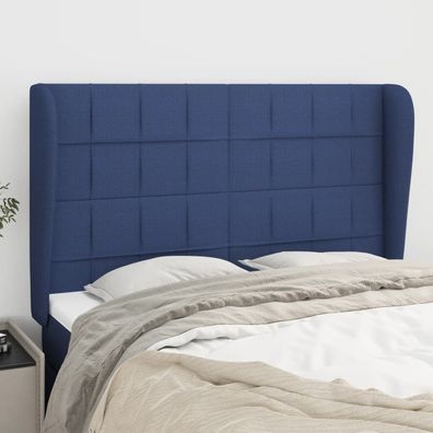 vidaXL Kopfteil mit Ohren Blau 147x23x118/128 cm Stoff