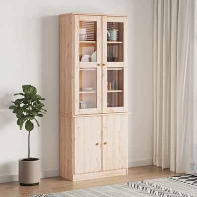 vidaXL Vitrinenschrank ALTA 77x35x186,5 cm Massivholz Kiefer