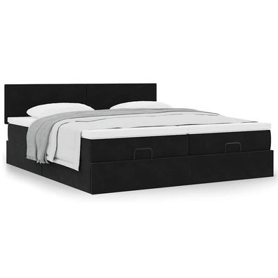 vidaXL Ottoman-Bett mit Matratzen Schwarz 200x200 cm Samt