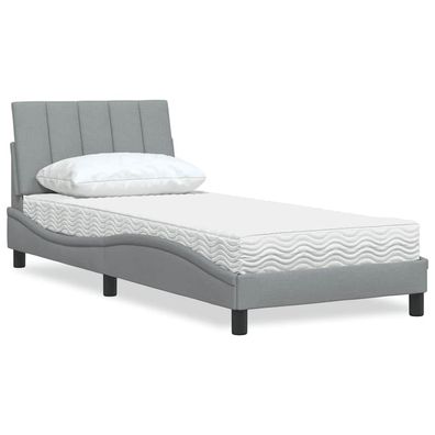 vidaXL Bett mit Matratze Hellgrau 80x200 cm Stoff