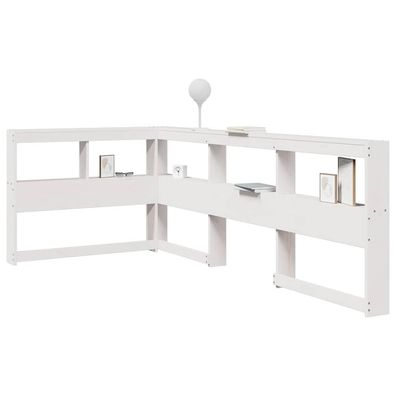 vidaXL Kopfteil mit Bücherregal L-Form Weiß 90 cm Massivholz Kiefer