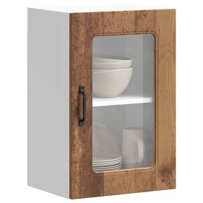 vidaXL Küchen-Hängeschrank mit Glastür Altholz-Optik Holzwerkstoff