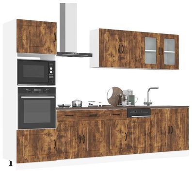 vidaXL 7-tlg. Küchenschrank-Set Kalmar Räuchereiche Holzwerkstoff