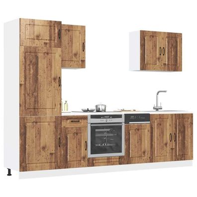 vidaXL 7-tlg. Küchenschrank-Set Kalmar Altholz-Optik Holzwerkstoff