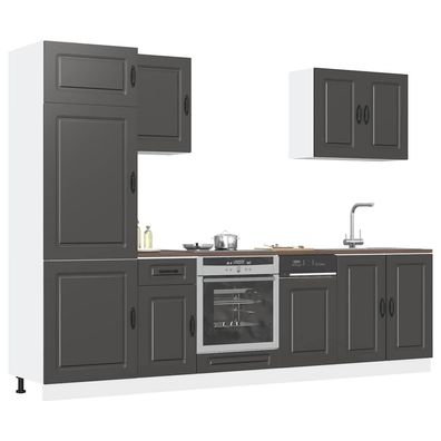 vidaXL 7-tlg. Küchenschrank-Set Kalmar Schwarz Holzwerkstoff