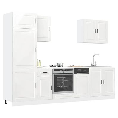 vidaXL 7-tlg. Küchenschrank-Set Kalmar Hochglanz-Weiß Holzwerkstoff