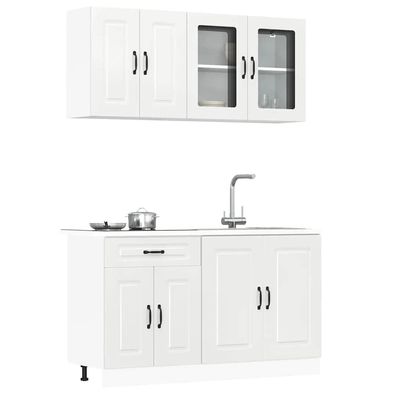 vidaXL 4-tlg. Küchenschrank-Set Kalmar Hochglanz-Weiß Holzwerkstoff