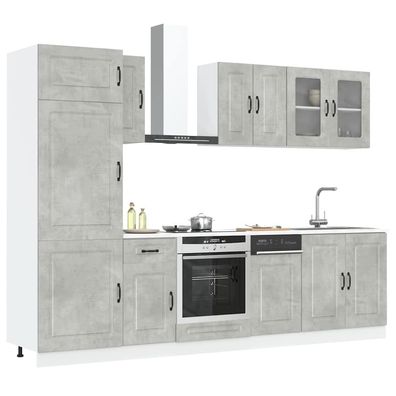 vidaXL 8-tlg. Küchenschrank-Set Kalmar Betongrau Holzwerkstoff
