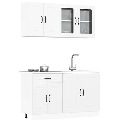 vidaXL 4-tlg. Küchenschrank-Set Kalmar Weiß Holzwerkstoff