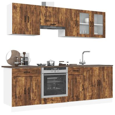 vidaXL 8-tlg. Küchenschrank-Set Kalmar Räuchereiche Holzwerkstoff