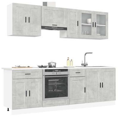 vidaXL 8-tlg. Küchenschrank-Set Kalmar Betongrau Holzwerkstoff