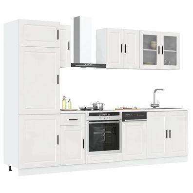 vidaXL 8-tlg. Küchenschrank-Set Kalmar Hochglanz-Weiß Holzwerkstoff