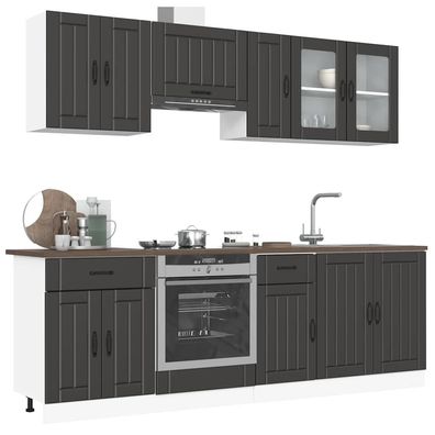 vidaXL 8-tlg. Küchenschrank-Set Kalmar Schwarz Holzwerkstoff
