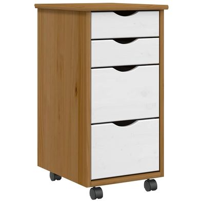 vidaXL Rollschrank mit Schubladen MOSS Honigbraun Massivholz Kiefer