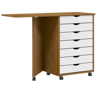 vidaXL Rollschrank mit Schreibtisch MOSS Honigbraun Massivholz Kiefer