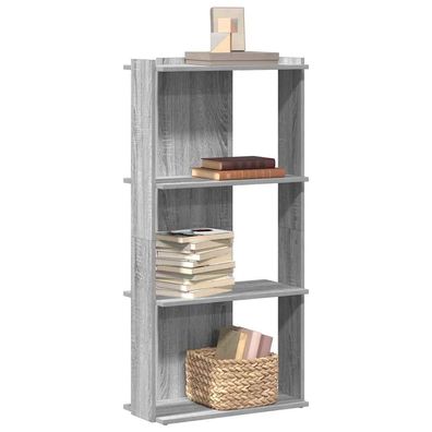 vidaXL Bücherregal 3 Böden Grau Sonoma 60x30x120 cm Holzwerkstoff