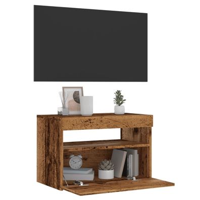 vidaXL TV-Schrank mit LED-Leuchten Altholz-Optik 60x35x40 cm