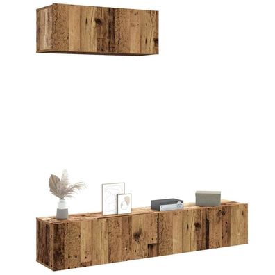 vidaXL 3-tlg. TV-Schrank-Set Wandmontage Altholz-Optik Holzwerkstoff