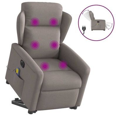 vidaXL Elektrischer Massagesessel mit Aufstehhilfe Taupe Stoff