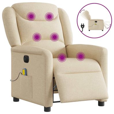 vidaXL Massagesessel Elektrisch Creme Stoff