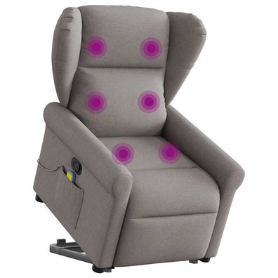vidaXL Massagesessel mit Aufstehhilfe Taupe Stoff