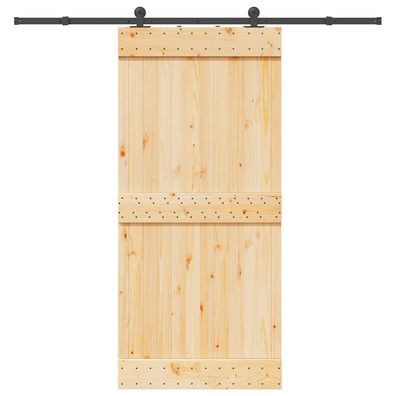 vidaXL Schiebetür mit Beschlag 95x210 cm Massivholz Kiefer