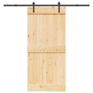 vidaXL Schiebetür mit Beschlag 95x210 cm Massivholz Kiefer
