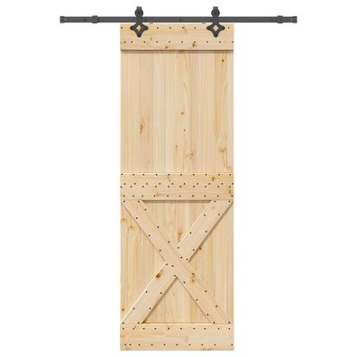 vidaXL Schiebetür mit Beschlag 80x210 cm Massivholz Kiefer