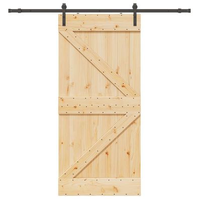 vidaXL Schiebetür mit Beschlag 100x210 cm Massivholz Kiefer