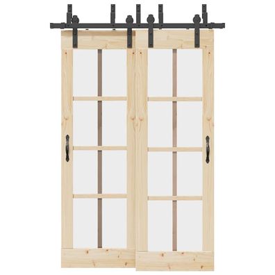 vidaXL Schiebetürbeschlag-Set 152,5 cm Stahl Schwarz