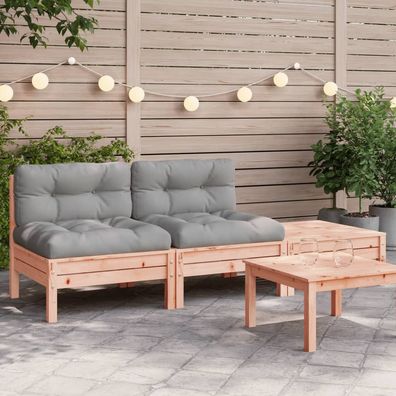 vidaXL Gartensofa mit Kissen und Hocker 2-Sitzer