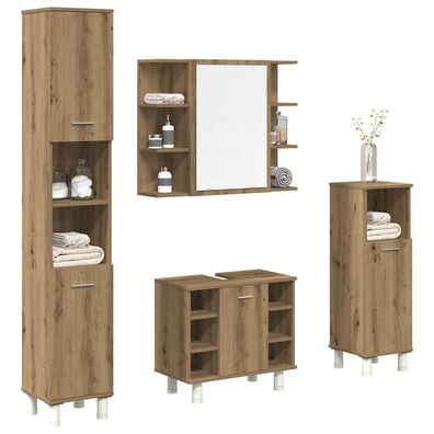 vidaXL 4-tlg. Badmöbel-Set Artisan-Eiche Holzwerkstoff